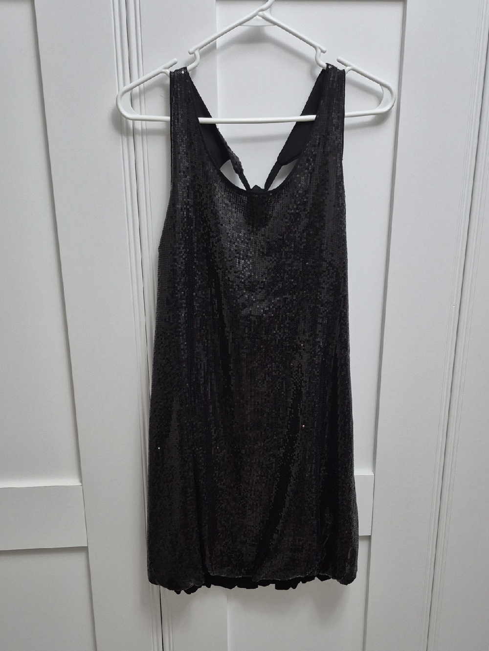 Black Sequin Sleeveless Shift Dress